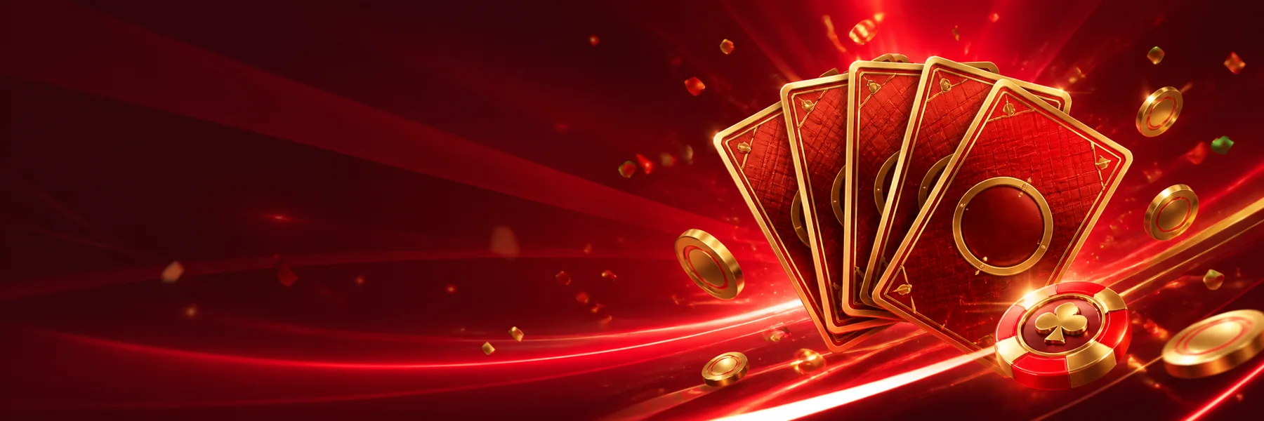 Rote Karten und goldene Jetons als Illustration der Circus-Spielwelt